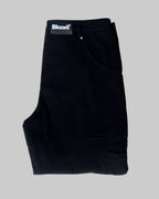 black folded jeans